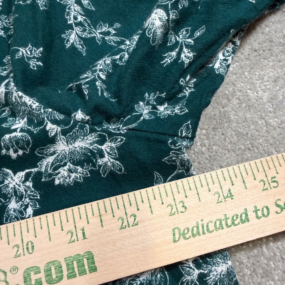 Charter Club Intimates Nightshirt Flannel Green Floral Cotton Button Front NWT L - Picture 14 of 16